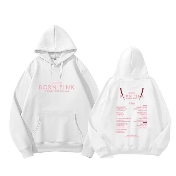 Kpop BLACKPINK Concert BORN PINK Kim Jisoo LISA Rosé Jennie Hombres/Mujeres Sudadera Con Capucha Púrpura Diseño Ayuda Ropa Misma Unisex Streetwear Chamarra Hip Hop Oversize Tops Gao Jiahui unisex