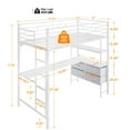 thumbnail image 4 of Ktaxon Full Loft Bed with L Shaped Desk, Bed Frame with LED Light and Charging Station, Bedroom Space Saving for Kids, Adult, White, 4 of 8
