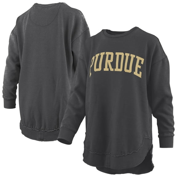 Women's Pressbox Black Purdue Boilermakers Melange Poncho Vintage Fleece Long Sleeve Pullover Sweatshirt