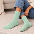 thumbnail image 5 of MKOSPLRT Soft Flannel Fleece Winter Floor Socks for Women Mint Green Thick Warm Mid‑Calf Sleeping Socks Comfortable Fluffy House Socks Home Casual Daily Wearing, 5 of 7