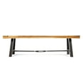 thumbnail image 7 of Jace Acacia Wood Outdoor Dining Benches, Set of 2, Teak and Rustic Metal, 7 of 7