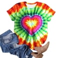 thumbnail image 4 of Mifsaly Tie-Dye Cotton T-Shirt for Women Short Sleeve Crew Neck Casual Summer Tops Colorful Print Lightweight Breathable Casual Blouse XL, 4 of 6