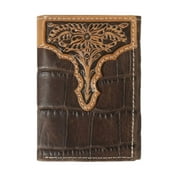 Ariat Croc Printed Trifold Brown Leather Wallet A3552902
