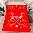thumbnail image 2 of Manfei Hockey Ball Sport Queen Sheet Sets,Game Gamer Flat Sheet,Red White Queen Fitted Sheet For Kids,Luxury Bedroom Decor,4pcs, 2 of 7