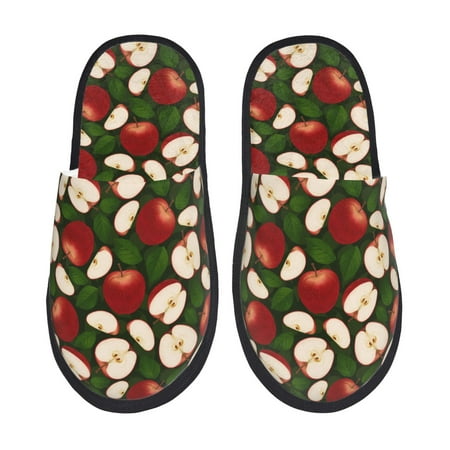 Balery Red Fruit Slient Indoor Furry Fleece Comfort House Shoes Soft Non-Slip Home Shoes Cotton slippers House Slippers-- Medium