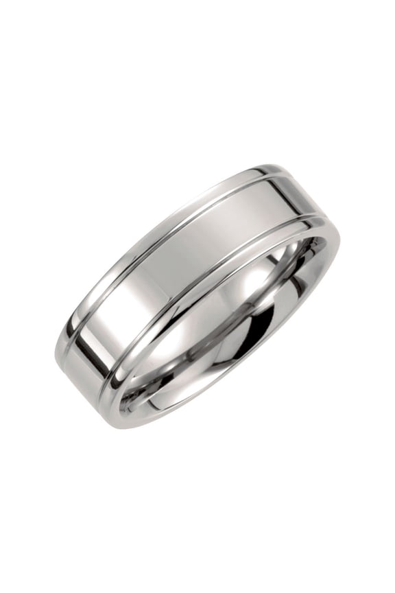 Titanium 7mm Grooved Wedding Ring Band Size 8.5