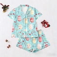 thumbnail image 2 of Tnhcen Women's Easter Pajamas 2 Piece Set, Summer Short Sleeve Button Down Print Sleepwear, Nylon Spandex Silky Comfortable Matching Sleep Shirt & Shorts, 2 of 5