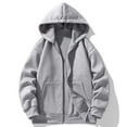 thumbnail image 3 of Fleece Lined Hoodie Mens Solid Color Hooded Sweatshirts Fall Winter Lightweight Jackets Plain Zip Up Hoodies Long Sleeve Tops Casual Pullover with Zip Pockets, 3 of 6