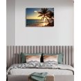 thumbnail image 5 of Beach Themed Wall Art Sunset at Blue Ocean Prints Canvas Tropical Palm Tree Pictures Artwork for Bathroom Framed Ready to Hang12x16inches, 5 of 6