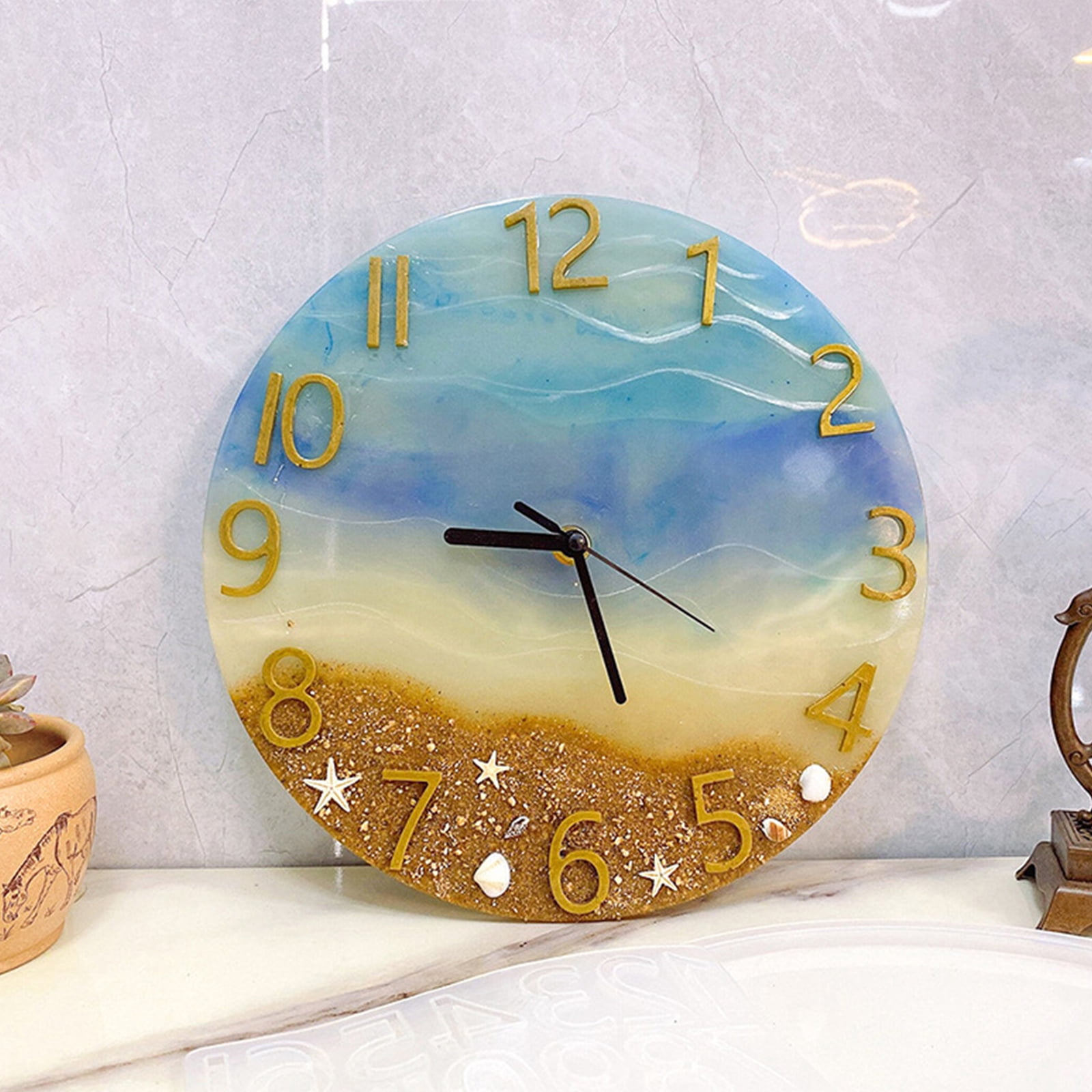 Uxcell Resin Clock Mould with Movement, 14.6" Silicone Pendant Roman Numerals Large Epoxy Moulds for Wall Art Home Decoration DIY Crafts (Lace)