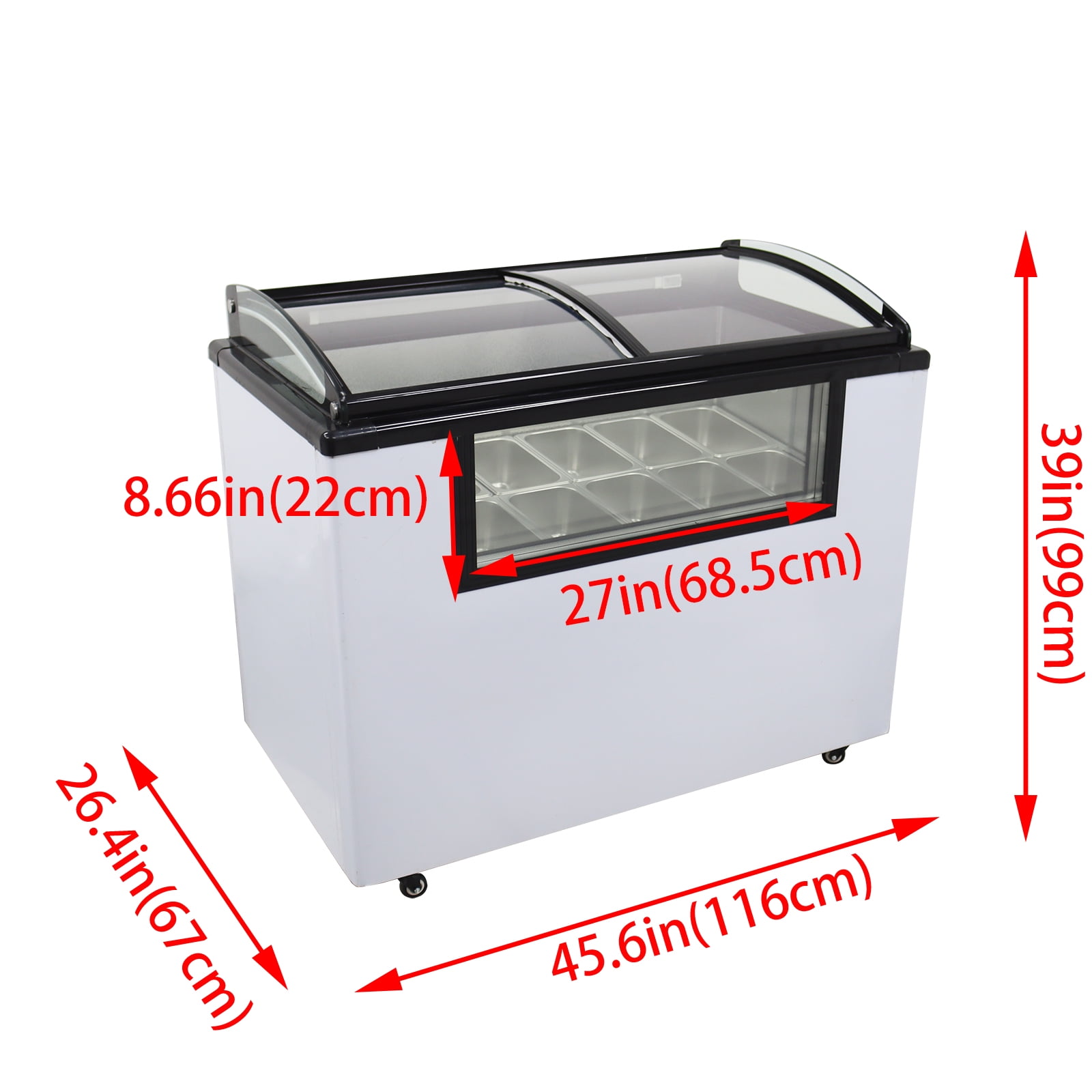 12 Pan Ice Cream Showcase Gelato Dipping Cabinet Freezer Ice Cream Dipping Cabinet