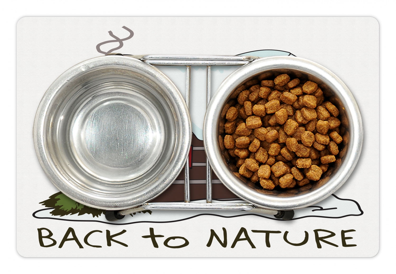 Log Cabin Pet Mat for Food and Water, Illustration of ...