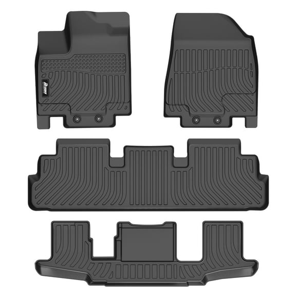 Ikon Motorsports 3D Molded TPE Floor Mats Compatible with 2022-2025 Nissan Pathfinder 7-Passenger & Infiniti QX60 6-Passenger Black All Weather Anti-Slip Floor Liners, Front 2nd Row Interior 4PCS