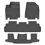 Ikon Motorsports 3D Molded TPE Floor Mats Compatible with 2022-2025 Nissan Pathfinder 7-Passenger & Infiniti QX60 6-Passenger Black All Weather Anti-Slip Floor Liners, Front 2nd Row Interior 4PCS