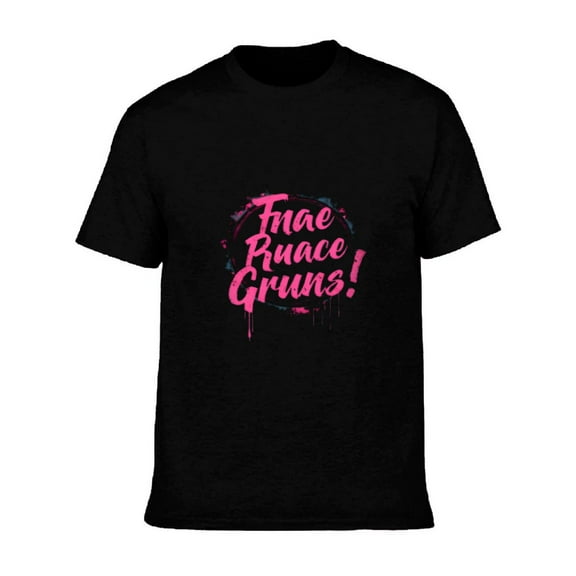Men's Cotton Short Sleeve T-Shirt with Vibrant Pink & Blue Circular Design - " Fnaa Rnace Gruns " Graphic Tee Top