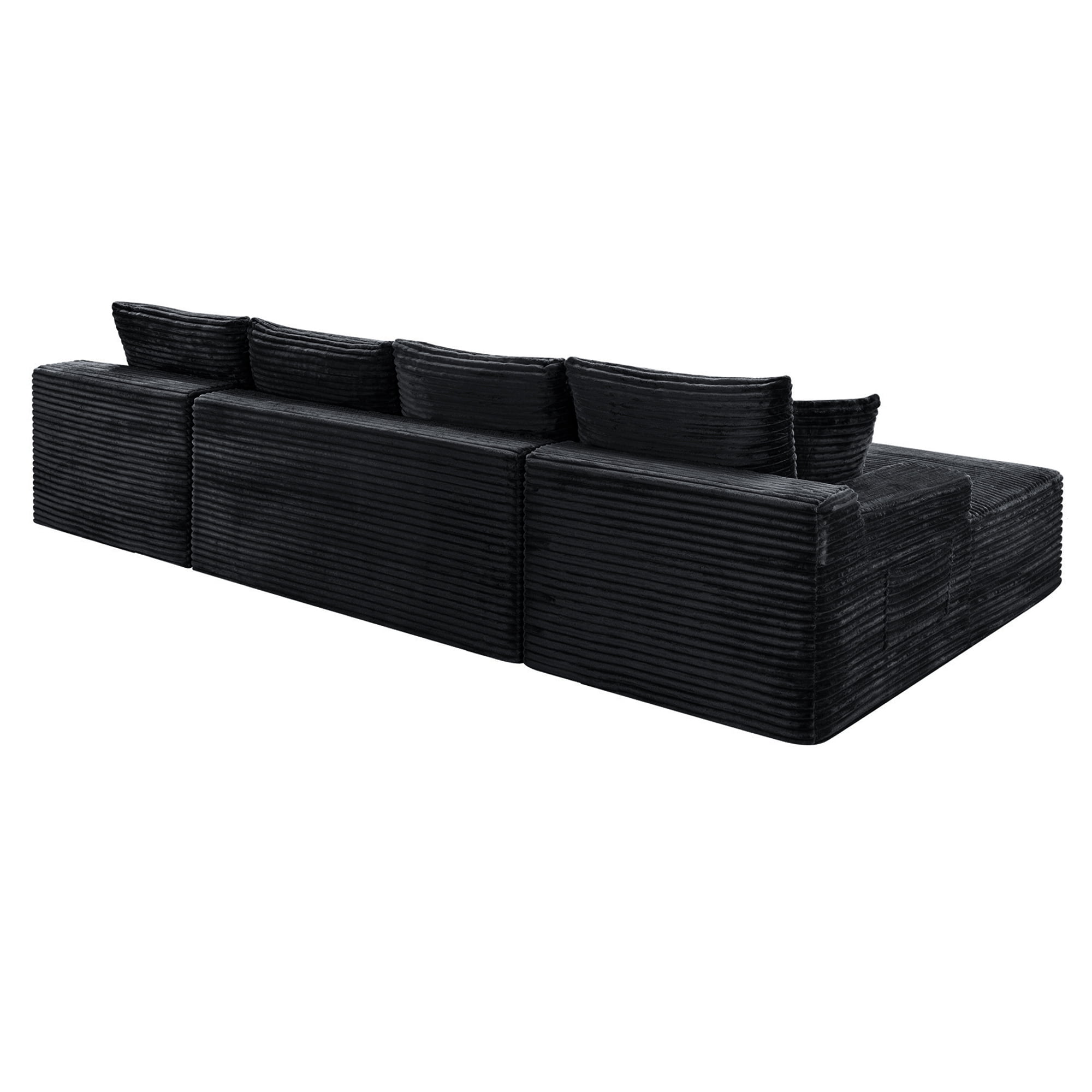 Compressed Boneless Sofa Set with Chaise Lounge, Upholstered Corduroy Couch for 5-6, U-Shaped Modular Sectional Sofa