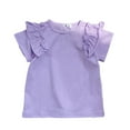 thumbnail image 1 of Nmmacb T-Shirt pour Filles Été Couleur Unie Manches Courtes Haut Manches Courtes à Volants Taille 1-9 Ans, 1 of 9