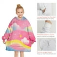 thumbnail image 6 of Colorful Cloud Star Pattern Blanket Hoodies for Kids 6-13YR Oversize Wearable Blanket Hoodies for Boys Girls Teens, 6 of 7