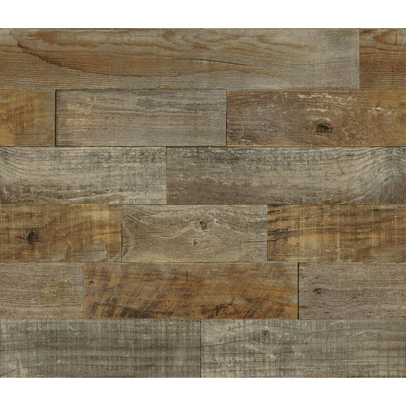 Brewster Home Fashions Distressed Faux Rustic Farm Wood Peel and Stick Backsplash 13.5 Sq. ft.