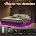 thumbnail image 4 of Merluxy King Size Bed Frame with Oversized Headboard,Floating Design,RGB LED Lights,No Box Spring Needed,Velvet Grey, 4 of 10