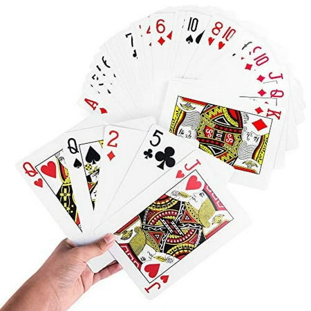 Giant Jumbo Deck of Big Playing Cards Fun Full Poker Game Set - Measures 5" x 7"