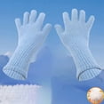 thumbnail image 2 of Ljudmp Womens Mens Knitted Extended Gloves Fleece Lined Mitten Gloves Elastic Cuff Winter Thermal Warm Mittens for Cold Weather Blue, 2 of 3