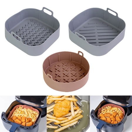 Air Fryer Silicone Liners Square Airfryer Liners 8inch Air Fryer Pot Reusable for 4-8 QT Air Fryer Basket Accessories Replacement for Parchment Air Fryer Inserts Oven Microwave Parts