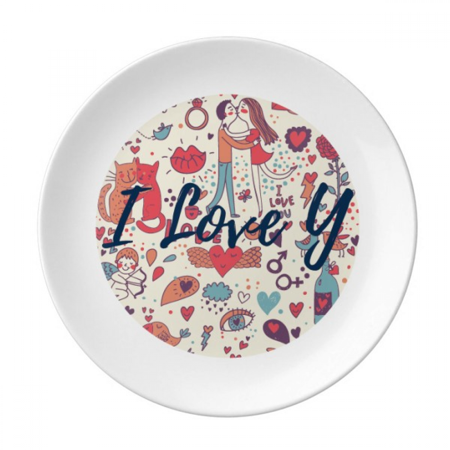 

Love Couple Flower Paint Plate Decorative Porcelain Salver Tableware Dinner Dish