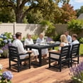thumbnail image 6 of SERWALL 7-Piece Outdoor Patio Dining Set, All-Weather HDPE Table and Chairs, Rectangular Table with Umbrella Hole, Seats 6, Low Maintenance,Black, 6 of 11