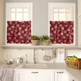thumbnail image 4 of Christmas Snowflake Kitchen Curtains and Valances Set, Winter Snowflake Red Texture Rod Pocket Window Valance 18 Inch Window Curtain Panels for Living Room Bedroom Laundry, 27.5x36in, 3 Pieces, 4 of 7