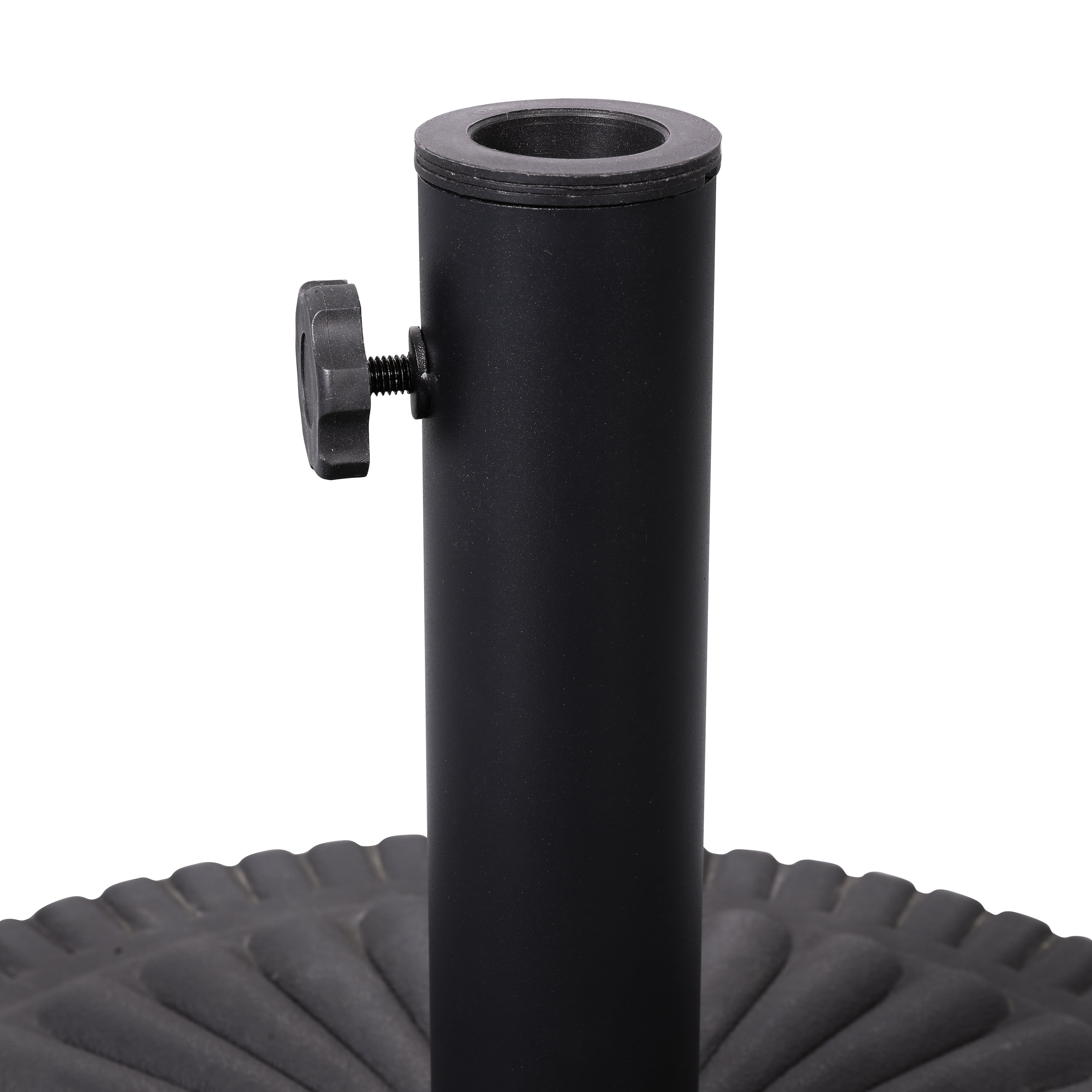 Emma + Oliver Black Round Steel Cement Plastic Patio Umbrella Bases, Waterproof