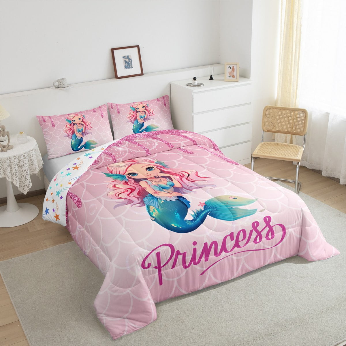 YST Kids Mermaid Princess Bedding Set Mermaid Scales Full