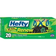 Hefty Renew 30 Gallon Drawstring Large Trash Bags, 20 Pack