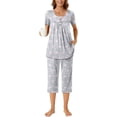 thumbnail image 2 of Women's Pajama Sets 2 Piece Summer Sleepwear Ladies Pjs Short Sleeve Capri Pant With Pockets, 2 of 9