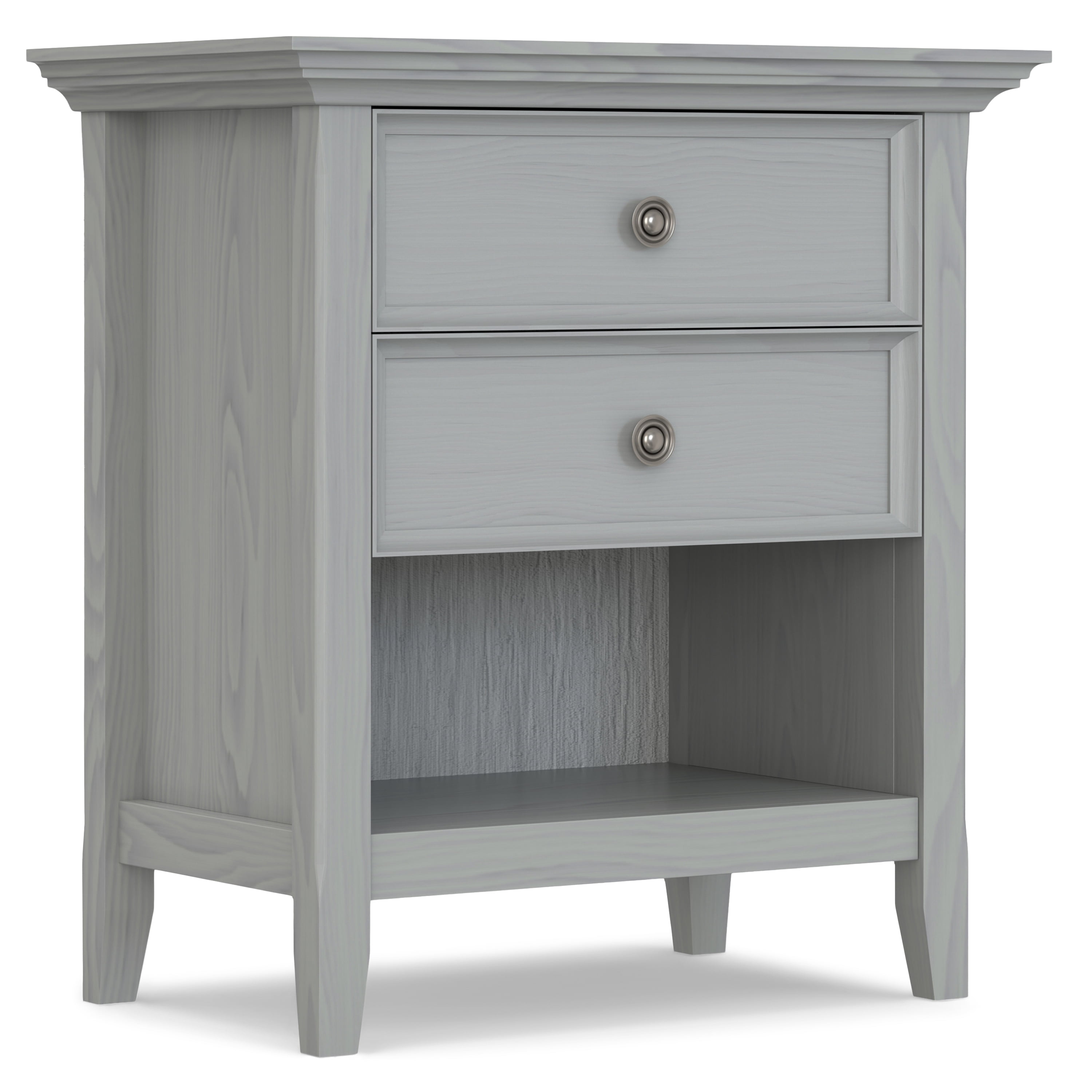 Amherst 24 inch Wide Solid Wood Transitional Bedside Table in Fog Grey