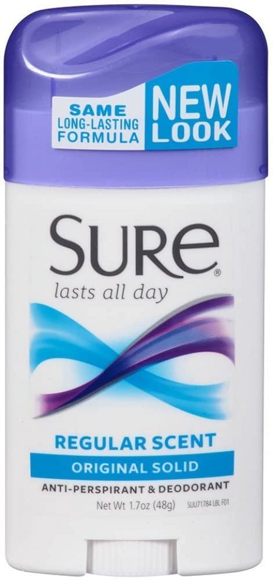 Sure Deodorant 1.7 Ounce Original Solid Regular 50ml 6 Pack