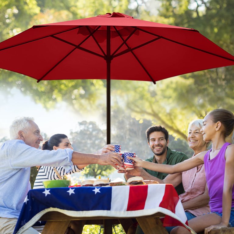 abba patio 9 ft market outdoor aluminum table patio umbrella Abba Patio 9-Ft Market Outdoor Aluminum Table Patio Umbrella with Push  Button Tilt and Crank, Red