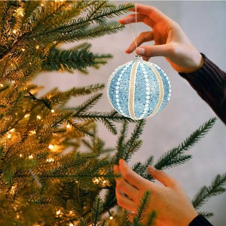 6PC Home decor bedroom Christmas 8cm Christmas Tree Foam Pendant Christmas Decorations Pearl Hanging Colored