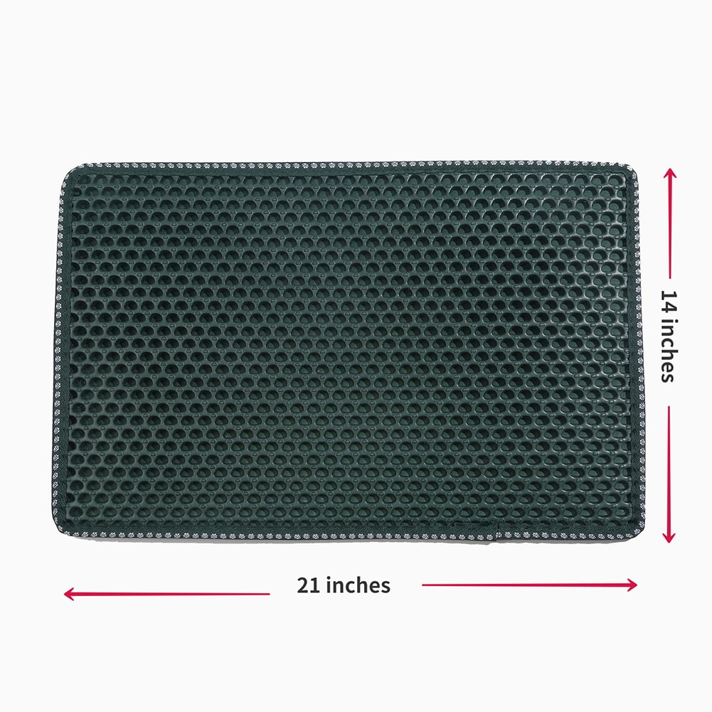 2-Layer Cat Litter Mat Litter Trapper Green Traps Litter from Box, Soft on Kitty Cat Paws Honeycomb Double-Layer, Helps to Waste Less Litter on Floors Size 21" X 14" 2-Layer Cat Litter Mat Litter Trapper Green Traps Litter from Box, Soft on Kitty Cat Paws Honeycomb Double-Layer, Helps to Waste Less Litter on Floors Size 21" X 14"