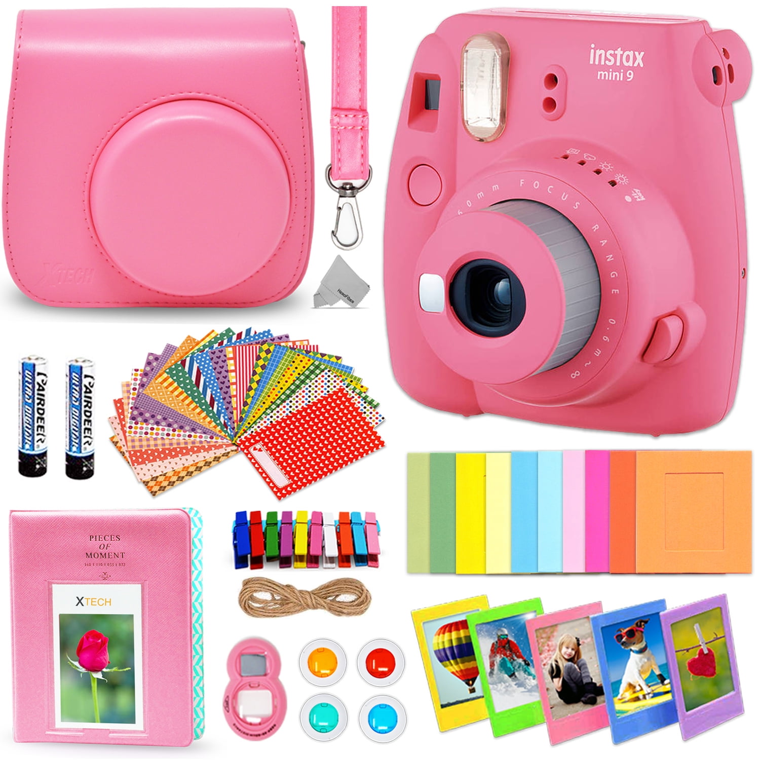 Fuji Instax Mini 9 Instant Lime Green Accessories Bundle Custom Matching Case W Neck Strap Photo Al Assorted Frames 4