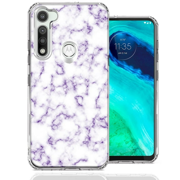 MUNDAZE For Motorola Moto G Fast Purple Marble Design Double Layer Phone Case Cover