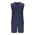 thumbnail image 4 of Jinhomg Mens Summer Athletic Outfits Lightweight Comfy Sleeveless Tank Tops with Elastic Waist Shorts 2 Piece Casual Solid Gym Workout Tracksuits Navy XXL, 4 of 7