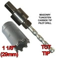 thumbnail image 3 of 1 1/8 Inch Carbide Hole Saw Kit inc 29mm Tungsten Hole Saw 3/8" Hex Hole Saw Arbor Hex Key Arbor fitted with Masonry TCT Pilot Drill For Concrete Wall Tile Brick Drywall Masonry Fiberglass Plaster, 3 of 6