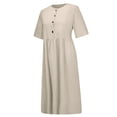 thumbnail image 3 of Robe pour Femmes Robe Évasée Midi Robe Buttoin Vêtements pour Femmes Adultes Kaki Taille TG, 3 of 6