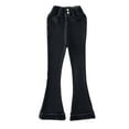 thumbnail image 1 of PEASKJP Girls Jean Pants Stretch Shaped Ripped Holes Elastic Band Inside Slim Jeans,Black 140, 1 of 5