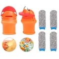 thumbnail image 3 of Cortador de pulgar de silicona de 2 piezas con 4 protectores de dedos resistentes a cortes de nailon Cortador de pulgar de jardinería para cosecha de frutas y verduras, 3 of 9