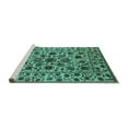 thumbnail image 2 of Ahgly Company Machine Washable Indoor Round Oriental Turquoise Blue Industrial Area Rugs, 8' Round, 2 of 4