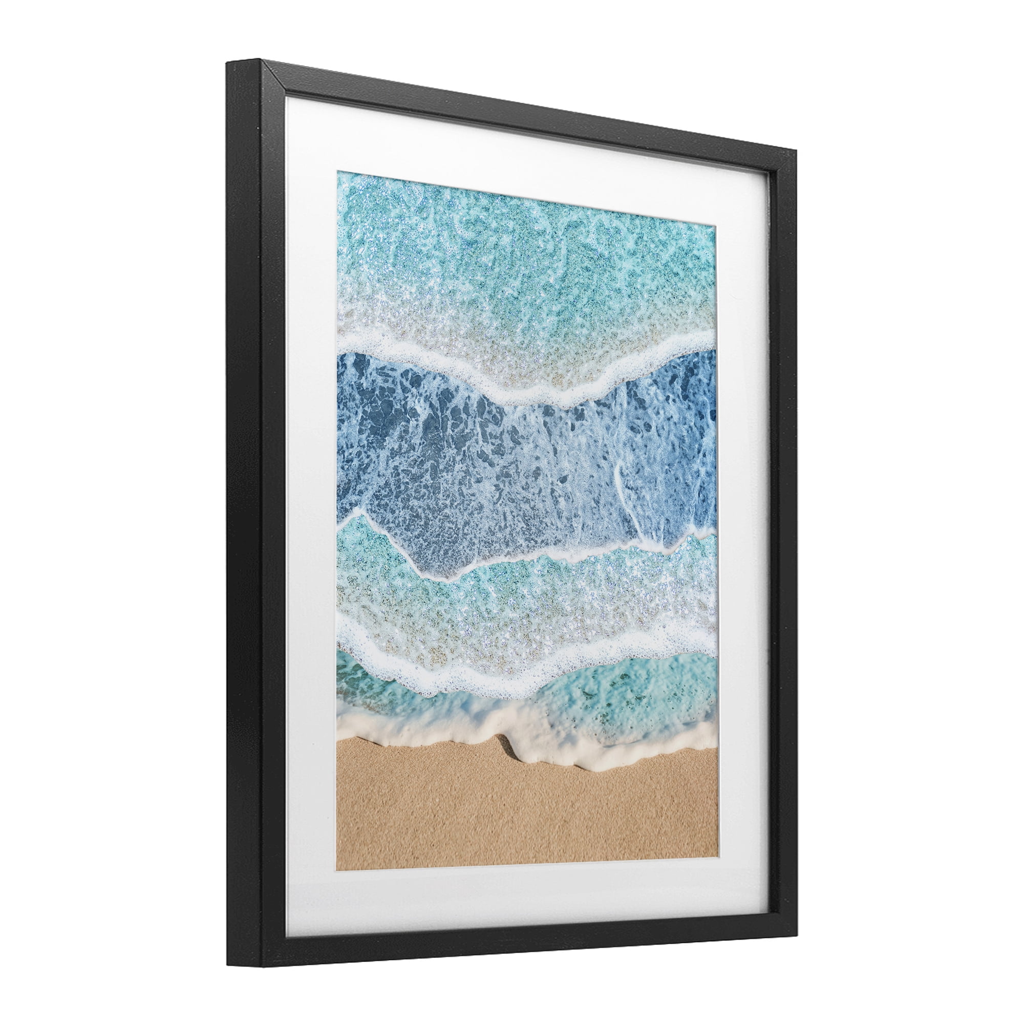 Stupell Industries Overlapping Shore Waves Black Framed Print Under Glass, design by Jesse Keith