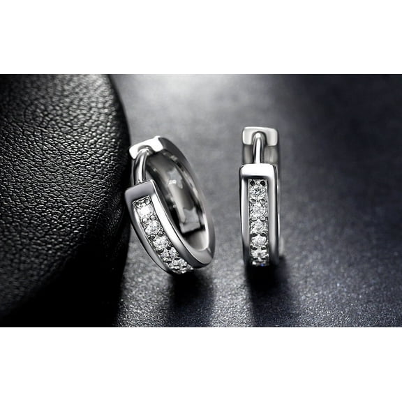 2Ct Round Cut Lab Created White Diamond Women's Huggie Hoop Earrings 14K White Gold Plated Silver