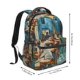 thumbnail image 3 of KLL Whimsical Cats Night Cafe Print Casual Backpack for Men Women,Travel Casual Backpack Outdoor Activities Bag Daypack for Travel Hiking Shopping Daily, 3 of 5